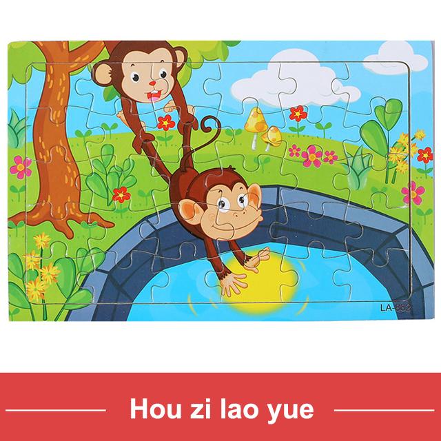 30Pieces Montessori Baby Toys Wooden 3d Puzzle Cartoon Animal Vehicle Cognition Wood Puzzle Learning Educational Toys for Kids