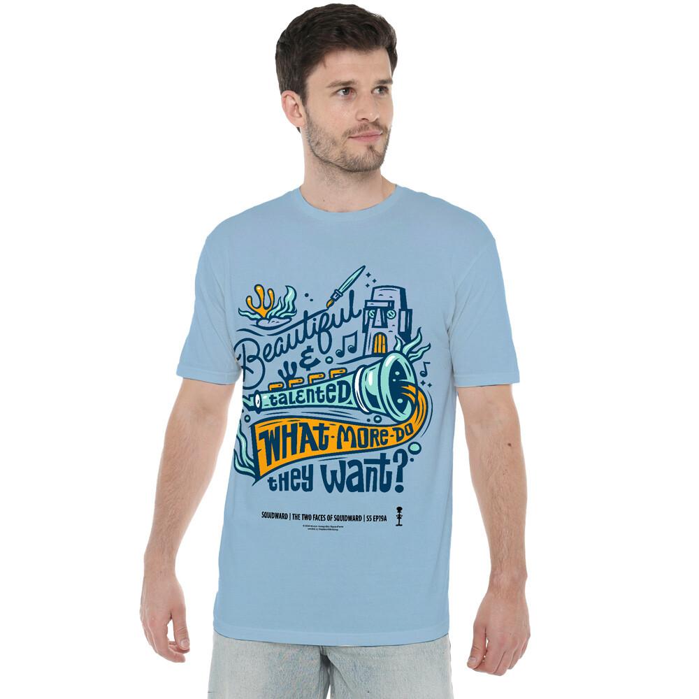 Spongebob Squarepants Squidward Clarinet T-Shirt Light Blue XL