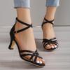 Neue Fischmund-Sandalen mit einfachen High Heels, Damenschuhe mit dickem Absatz