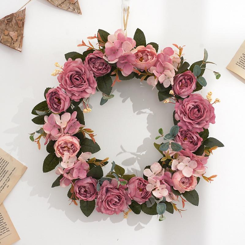Fall Faux Peony Colors Silk Flower Garland For Festive Wall And Door Decorations