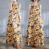 DIMANAF 2025 Women Linen Summer Flower print Dress Casual Ladies Basic Long Dress  8132