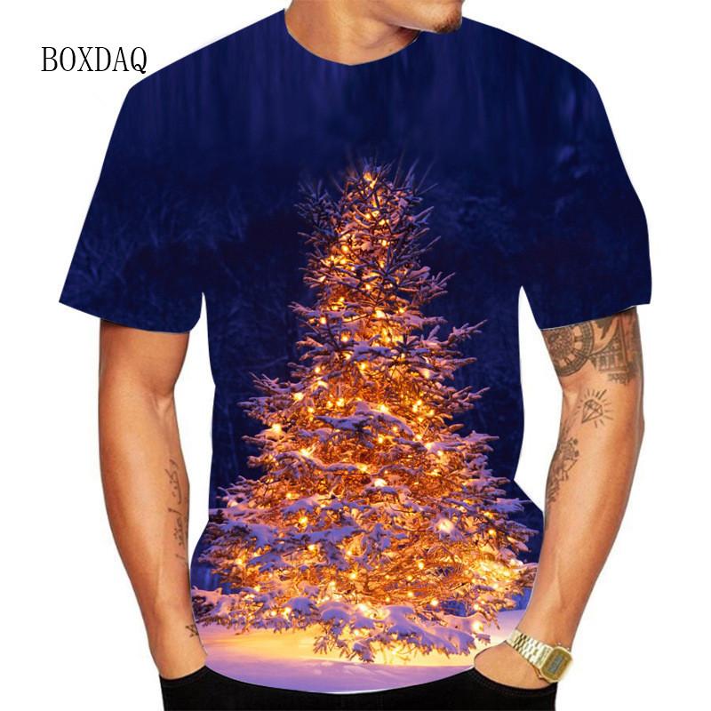 Summer Men's 3D Printed Crew Neck T-Shirt Christmas Dress Up