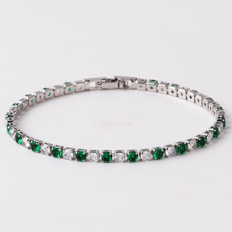 New Rainbow Crystal Tennis Bracelets For Women Men Kpop Silver Color Friend Gifts Colorful Zirconia Bangle Chain on Hand Jewelry