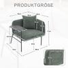 Modern single armchair with comfortable fabric backrest and two storage compartments, complemented by a practical side table.