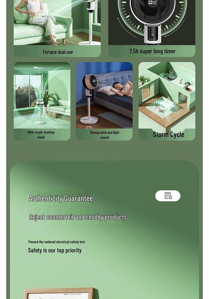 Camel Silent Circulation Fan: Compact Floor/Table Fan with Remote & High Wind Power