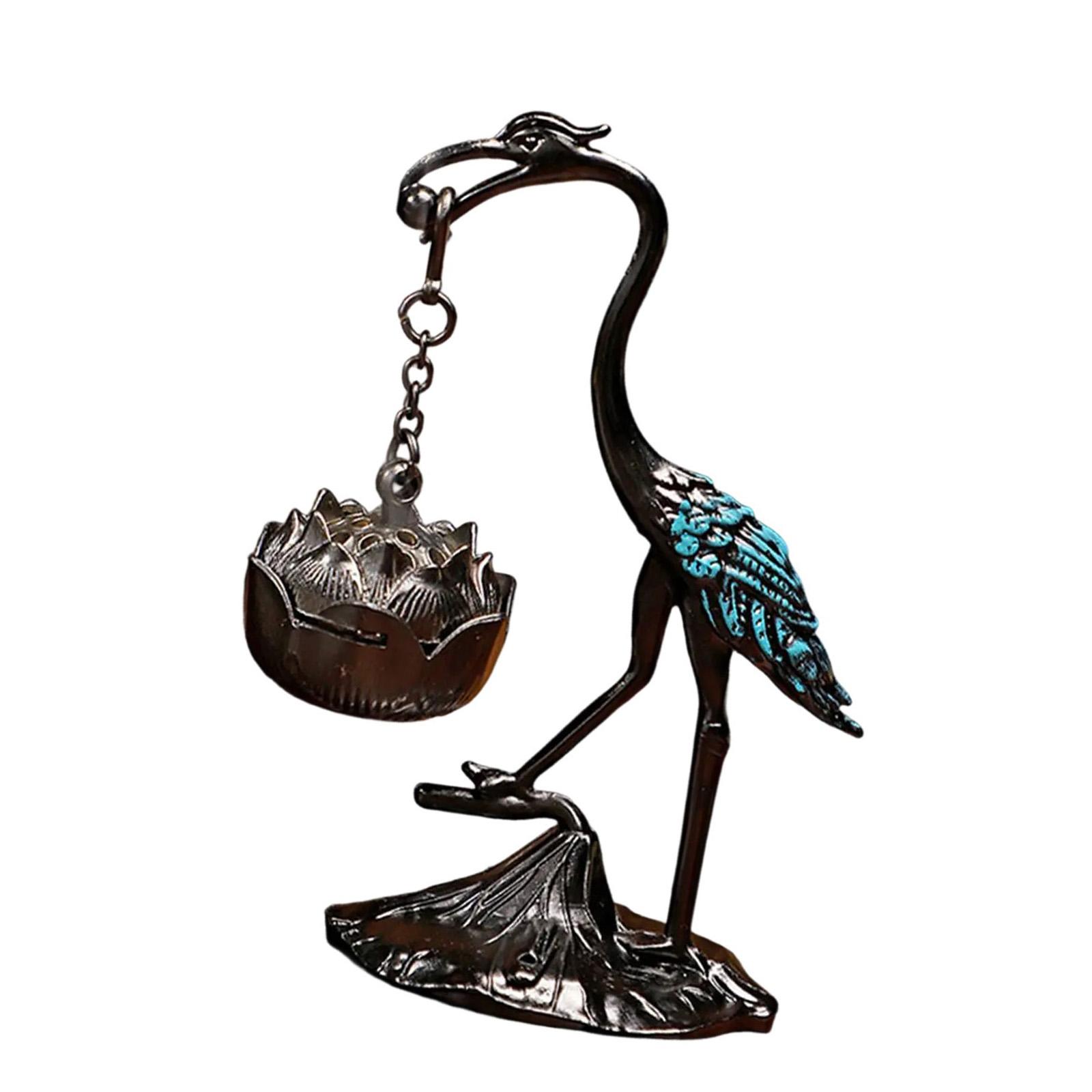 Vintage Metal Cranes Figurine Hanging Incenses Burners Antique Incenses Holder Stove for Creating a Calming Atmospheres 1