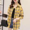 Women Plus Size Shirt with Long Classic Sleeves Single-breasted Collar Patch Pocket Loose Casual Plaid Shirt with Print Blouse
