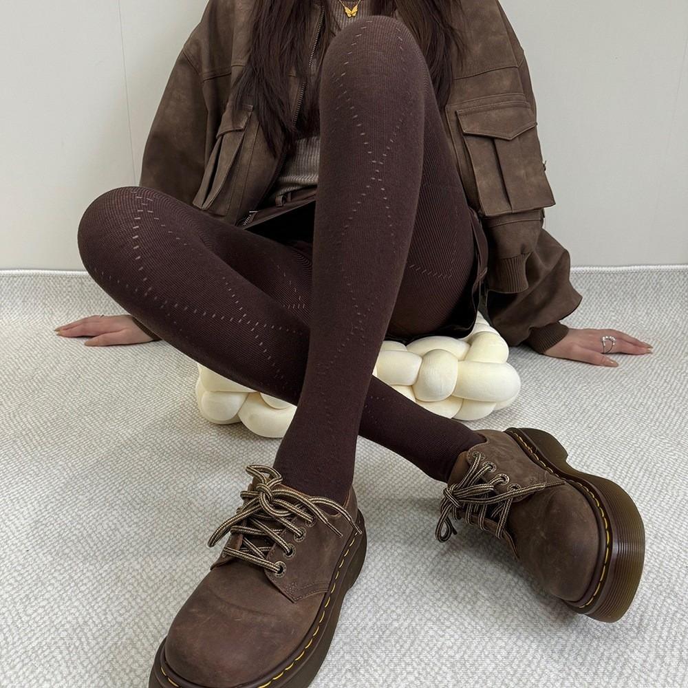 Fashionable Jacquard Knitted Stockings Breathable Thermal Leggings Basic Pantyhose Autumn Winter