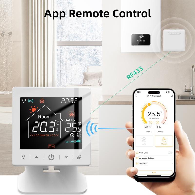 Smart Home Wifi Thermostat Tuya RF Wireless Gas Boiler Heating Programmable Room Temperature Remote Controller with Alexa Google