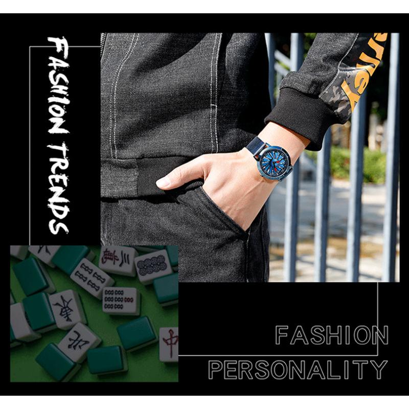 SANDA Neue Uhr kann Mahjong Hollow Large Turntable Fashion Personality Creative Concept Herrenuhr Herrenuhr ausführen