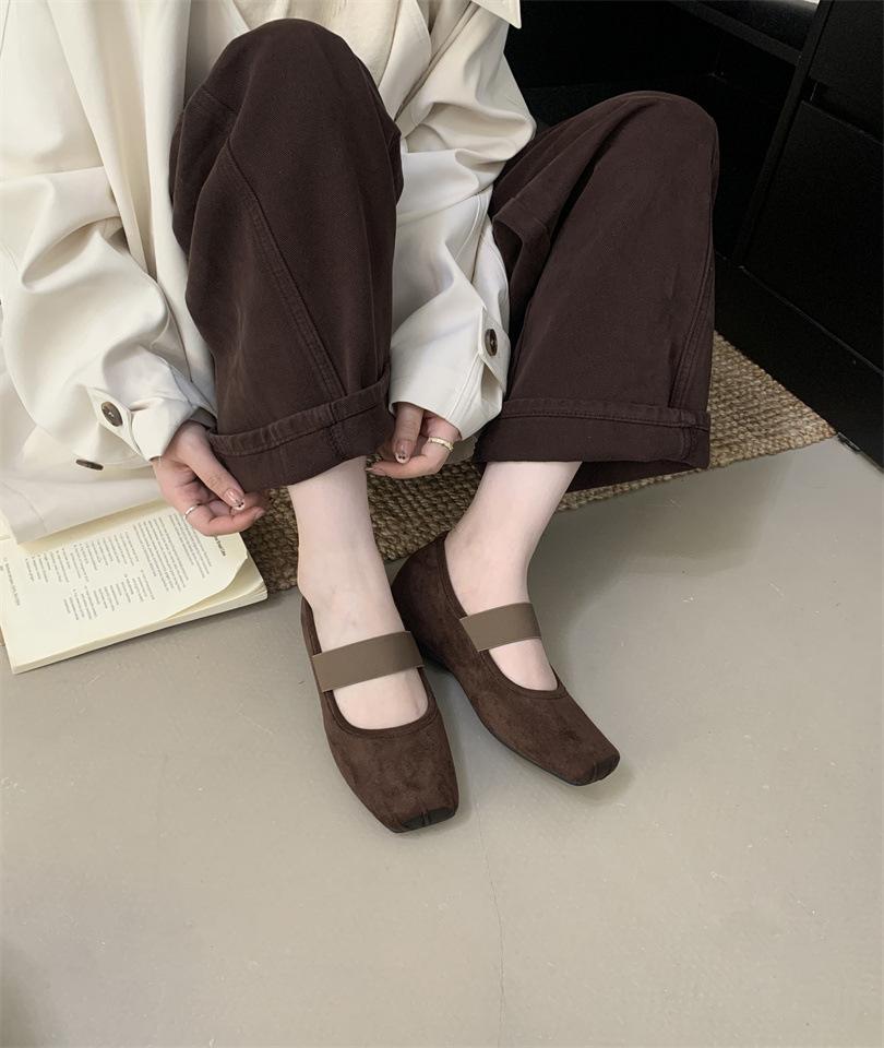 French square head with Mary Jane shoes 2025 new retro inner height-increasing ballet shoes