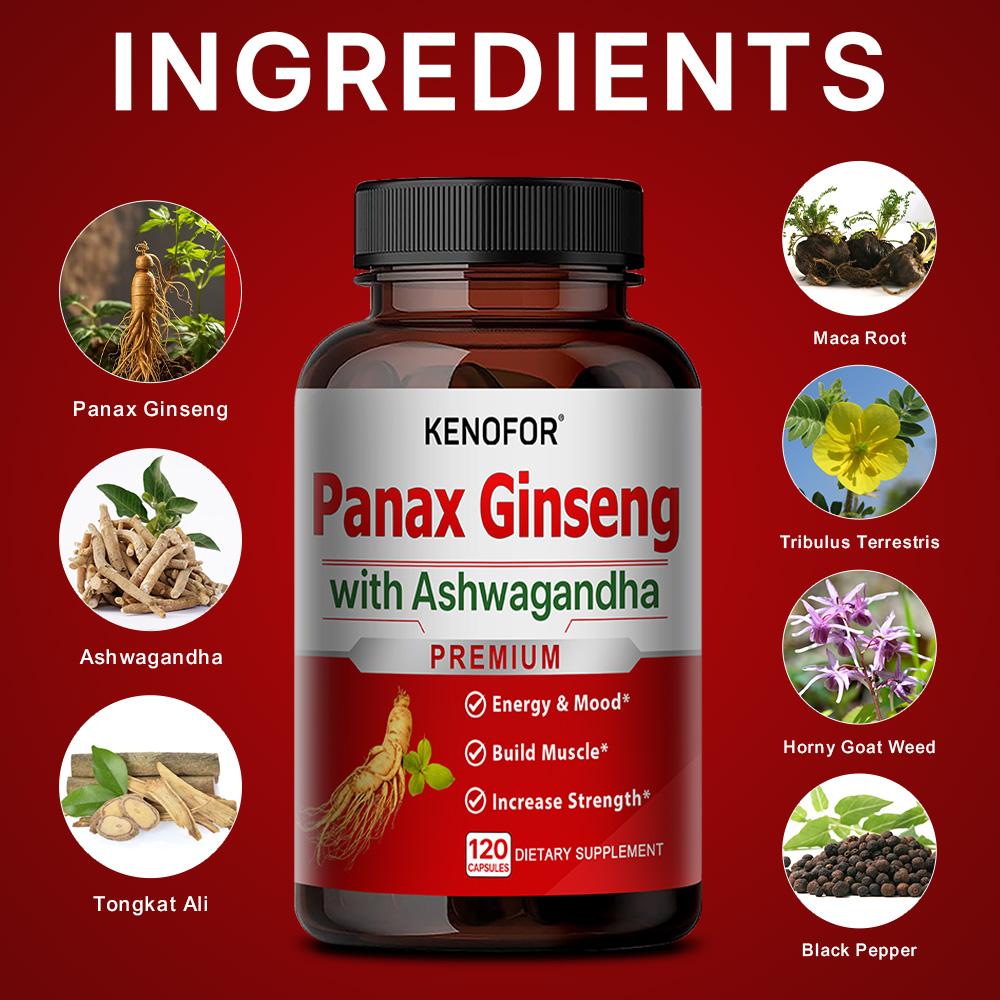 Korean red ginseng capsules, maca, 120 capsules