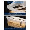 Papageien-Futterbox, Papageien-Futter-Spritzbox, Käfigzubehör, hängender Vogelfutterspender für Vogelfutter, Voliere und Feld mit Gitter, Vogelbedarf