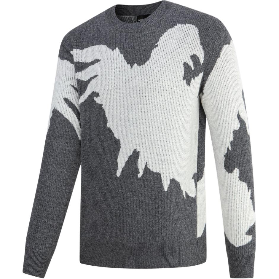 Emporio Armani FW23 Color Block Crew Neck Pullover Knit Sweater Women Sweater Gray White 6R1MXV-1MMEZ-0631