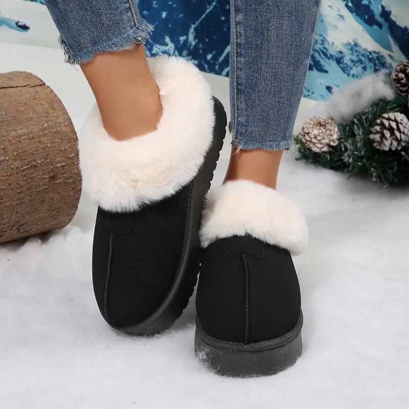 New Cotton Slippers Round Toe Suede Warm Outside Platform Fleece Thickened Lightweight Anti-slip Snow Boots