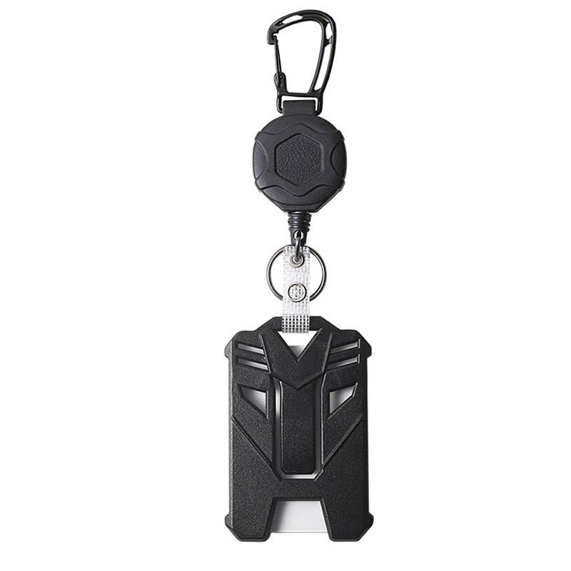 Heavy Duty Retractable Keychain Badge Clip ID Reel Chain Holder Outdoor Steel Wire Spring Rope Card Clip Carabiner Outdoor Key Card Cover Case Bags