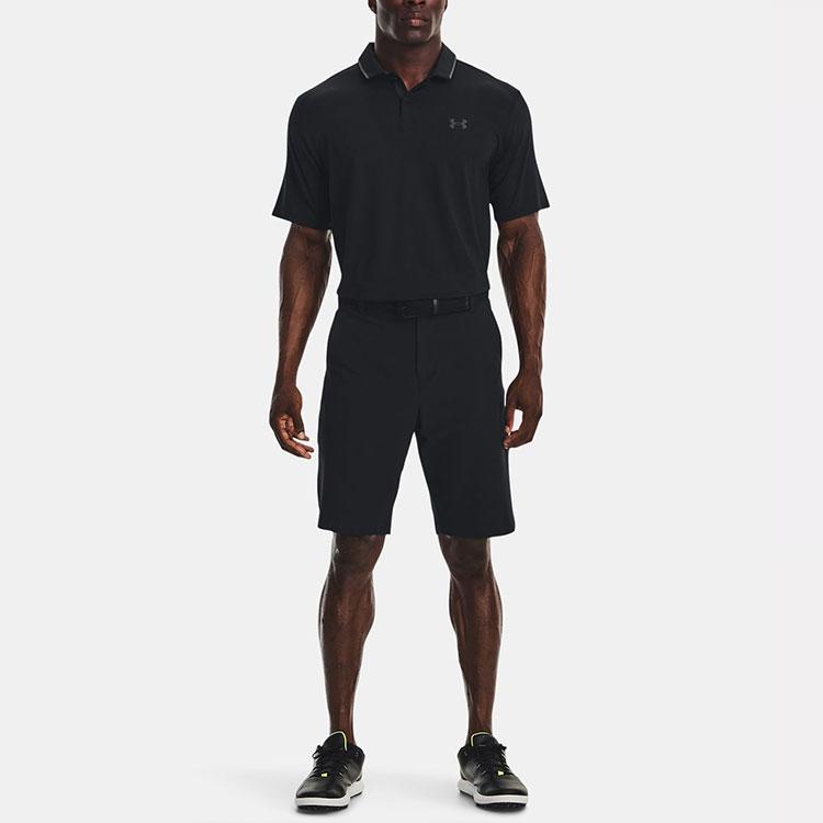 Under Armour Iso Chill Logo Print Short Sleeve Polo Men Tops Black 1377364-001