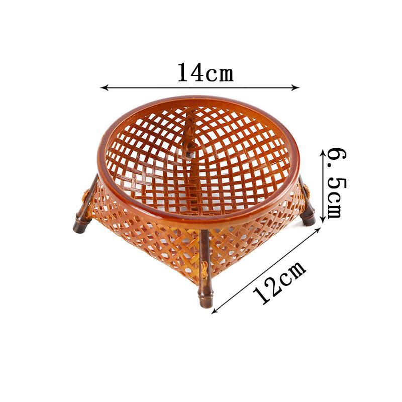 Bamboo lacquer snack basket small fruit tray refreshment tray Chinese small tray household tea room candy snack storage bamboo basket