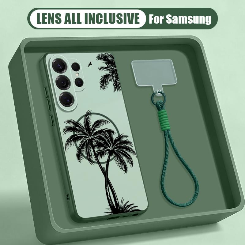 Kreative Kokosnuss-Sonnenuntergang-Muster Hülle Für Samsung S26 Ultra S25 FE S24 S24 Plus A57 A37 A17 A56 A36 A16 A55 A35 A15 A54 5G Hybrid Magnetisch Matt Abdeckung