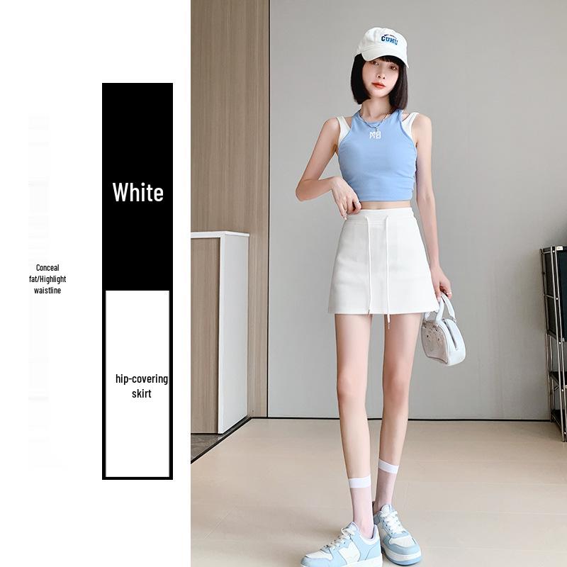 Douyin-Style Grey A-Line High-Waist Sporty Mini Skirt for Women - Summer 2025