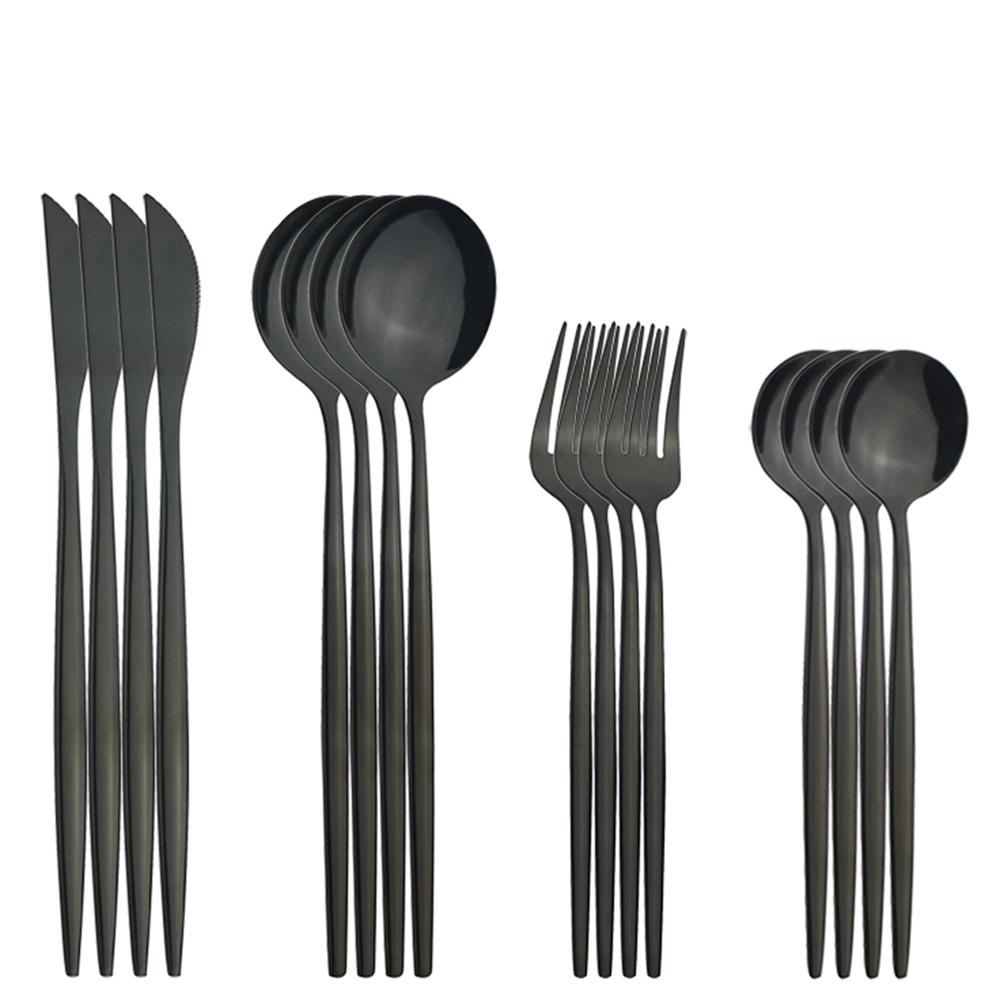 16-teiliges Edelstahl-Set Besteck Geschirr Silberbesteck Minzgrün Messer Gabel Dessertlöffel Zuhause Küchengeschirr Set