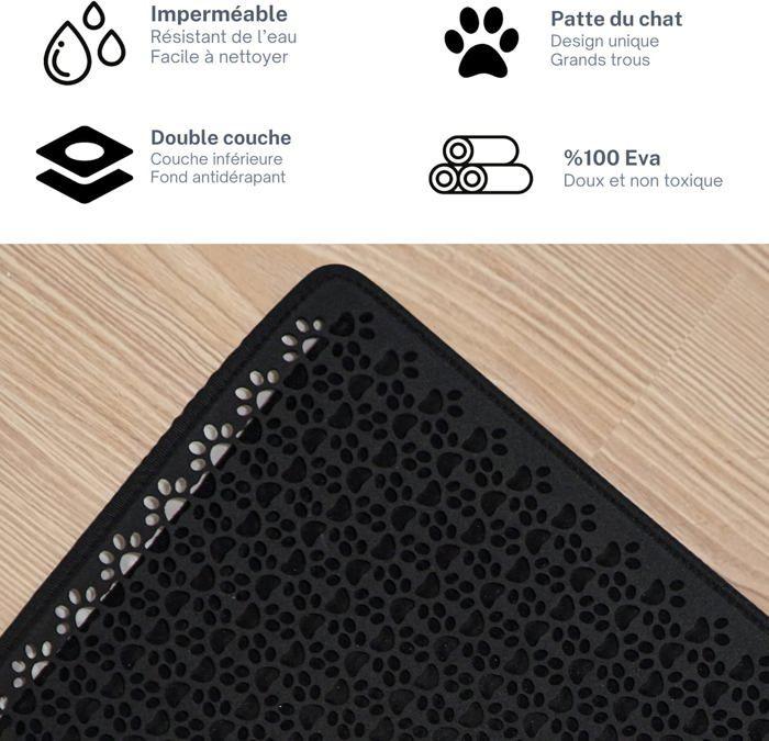 Tapis litière chat - bazerga - 38-61 cm - imperméable - non toxique - 100% eva noir