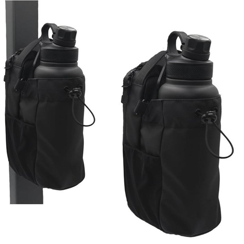 Portable Magnetic Water Bottle Carriers with Drawstring and Phone Pockets Gym Bag for Hiking Cycling and Travel Use