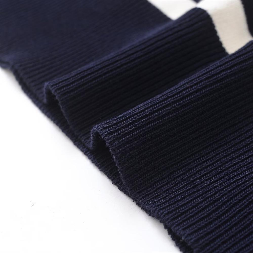 Spring 2025 Women's Striped Color Block Knit Pullover with Round Neck & Long Sleeves