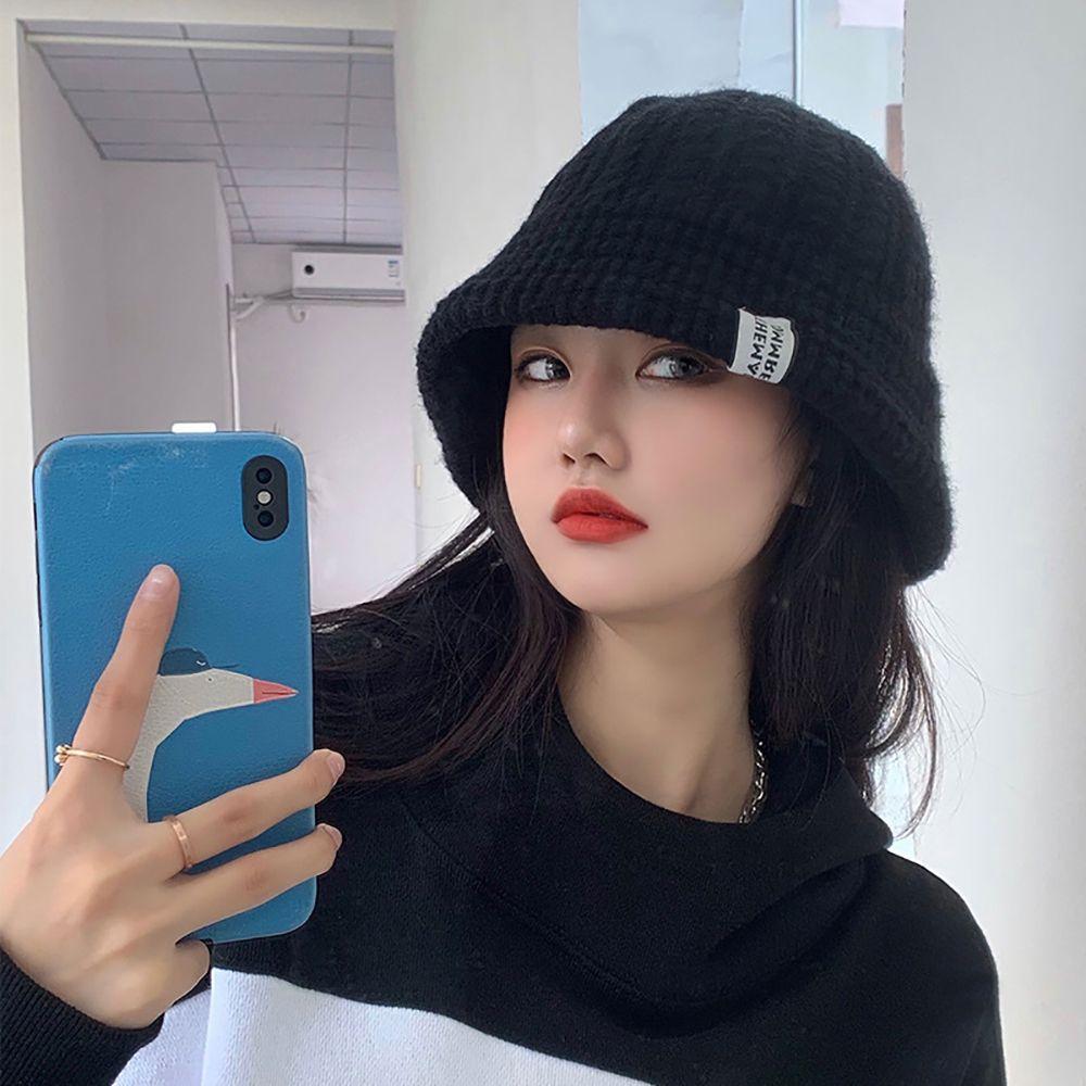 Bonnet Wool Winter Solid Color Big Head Circumference Knitted Hat Fisherman Hat Beanie Hat Warm Cap