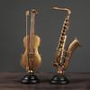 Instrument Figurines Gold Simulation Collectible Statue Miniature Saxophone Violin Statue with Stand for Collector Musician Home