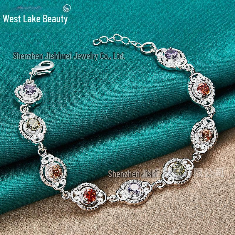 

West Lake Beauty Multicolor Zircon Silver Bracelet for Women