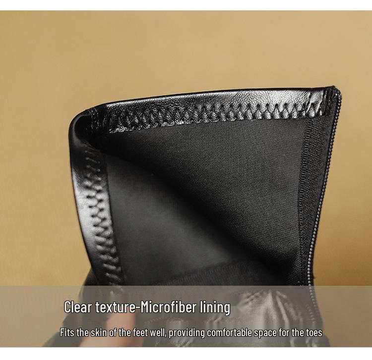 French Stretch Slimming Boots: Autumn/Winter Fleece-lined, Retro Style, Soft Leather, Inner Height Increase, Back Zipper Short Boots