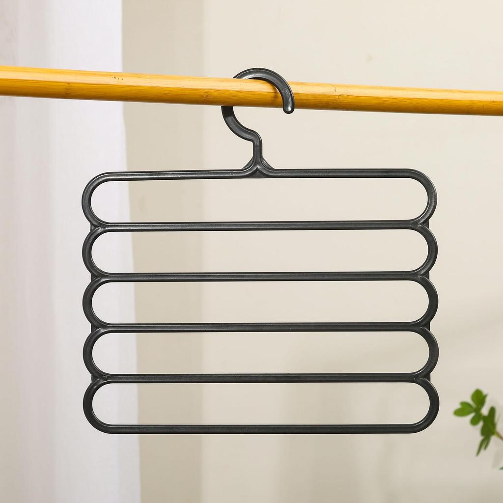 S-Shaped 5-Layer Multifunctional Pants & Scarf Hanger with Clips - No-Trace Storage Solution