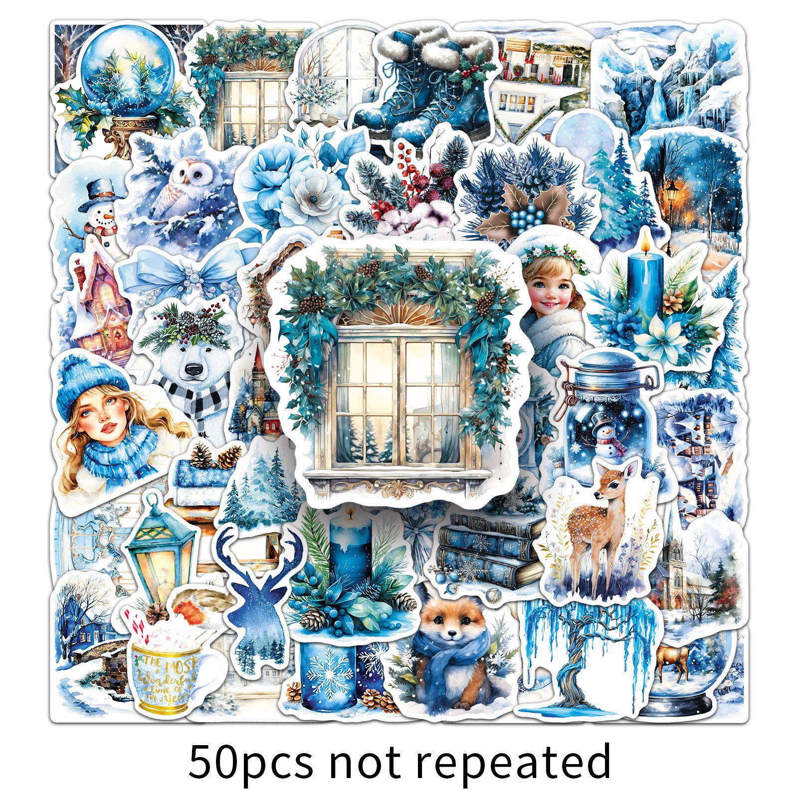 50 Winter-Themed Fairy Tale Stickers: Perfect for DIY Water Bottles, Notebooks, and Earphones.