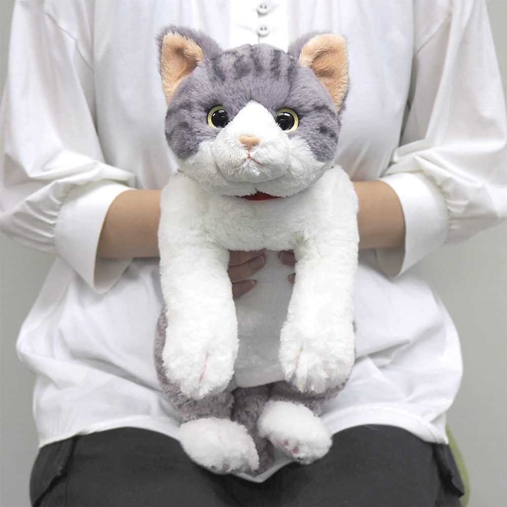 SunleMon Plush Toy Cat M Saba Shiro 16x47x18cM P 7792