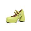 2025 New Spring Women's Pumps 9.5cm High Heels PU Leather Square Toe Women Platform Mary Jane Shoes Plus Size 34-43 WSH5044