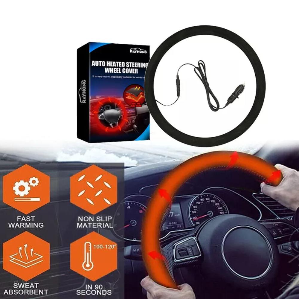 Comfortable 12V Heated Steering Wheel Cover Anti-slip Warm Car Heating Hand Warmer Winter Steering Wheel Heater Car Accessories