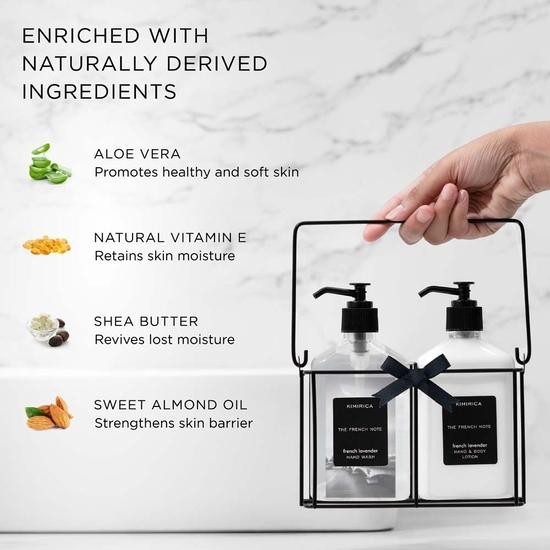 Kimirica Handwasch- und Handlotions-Duo-Set mit Metallbehälter