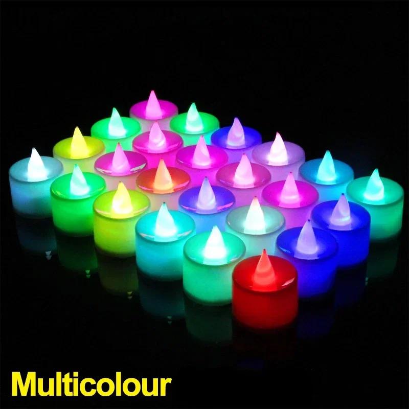 1/48PCS Flameless Led Candle Christmas Wedding Party Decoration Table Lamp Heart-shape Electronic Battery-Power Tealight Candles