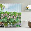 European Flowers Scenery Garden Shower Curtain, Rustic Nature Landscape Path Arch Decor Bath Curtain For Shower Stall Bathroom