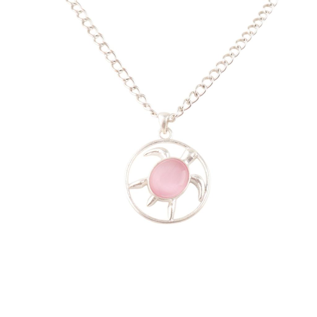 Pink Cat's Eye Gemstone 925 Stamped Silver Jewelry Handmade Pendant Gift For Her CP-2-43
