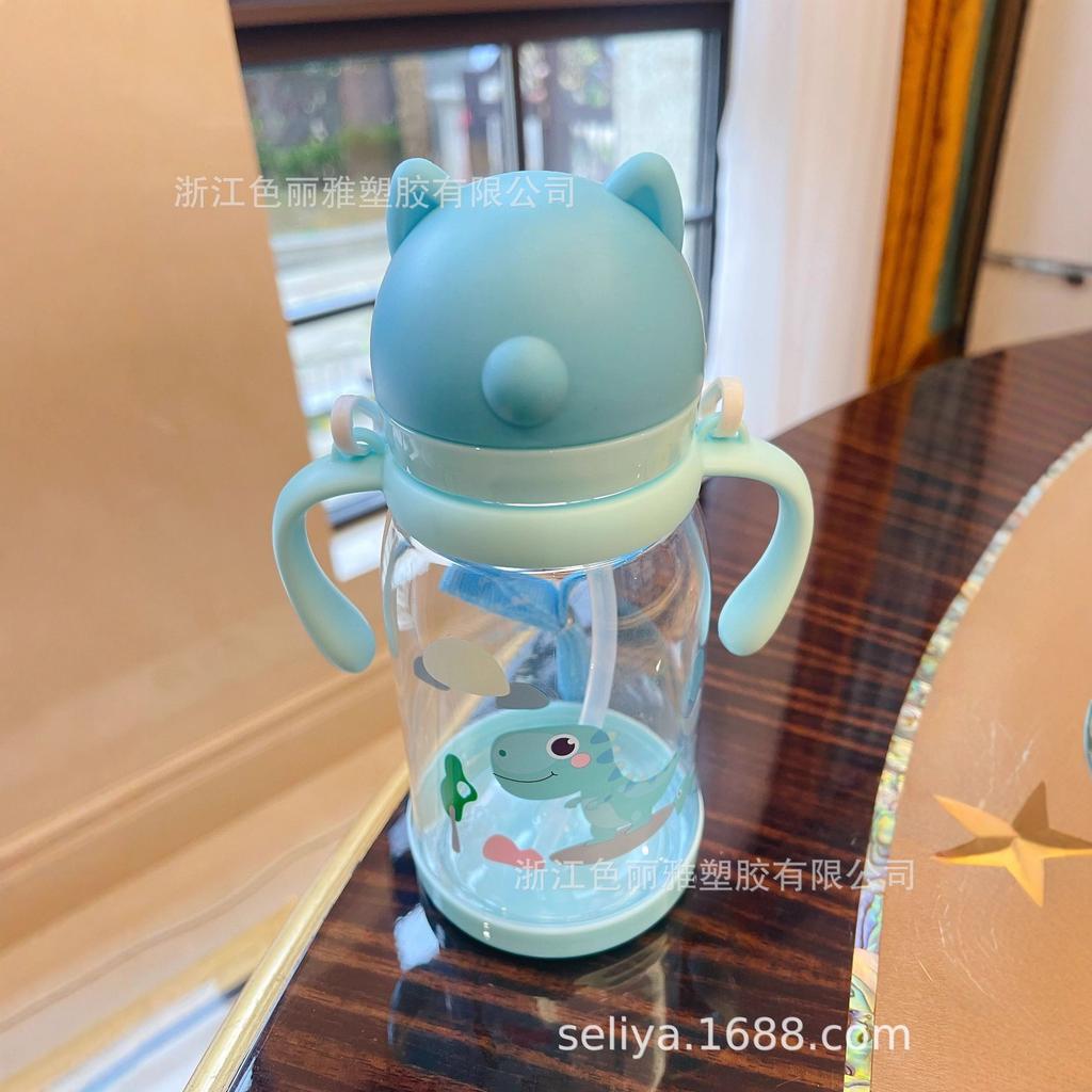 Water Bottle New Creative Internet Celebrity Cup High Value Cute Cartoon Children Straw Cup Handle Band Scale Portable Water Cup
