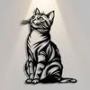 Elegant Metal Cat Wall Art Black White Stripe Silhouette Home Office Patio Kitchen Decor Removable Reusable Housewarming Gift