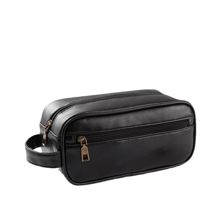 Men's Luxury PU Leather Makeup Bag - Large Capacity, Handheld, Elegant Wash Bag