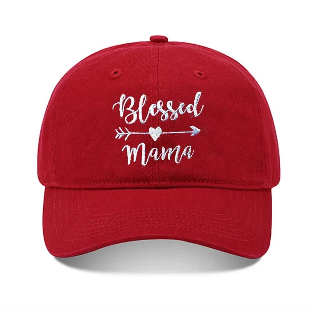 Lyprerazy Baseball Caps Blessed Mama Unisex Embroidery Baseball Cap Washed Cotton Embroidered Adjustable Cap