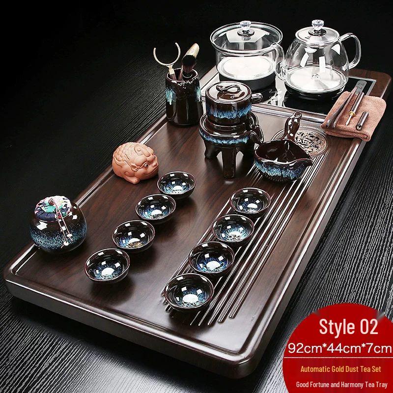 Jiakangming Automatic Solid Wood Kung Fu Tea Set with Integrated Tea Tray