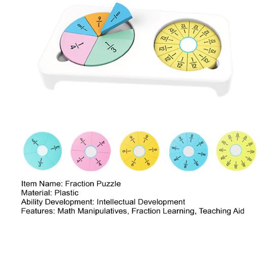 Kids Fraction Puzzle Math Manipulatives Elementary Students Fraction Learning Teaching Aid Educational Fraction Circles Toy