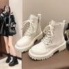 Fashion women's platform short boots retro versatile texture comfortable medium boots 2025 autumn and winter new Martin boots women