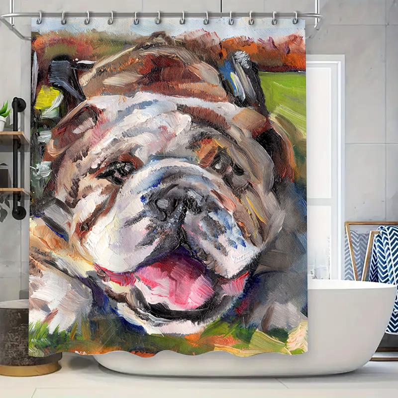 

Artistic Dog Print Shower Curtain Modern Bathroom Decor Watercolor Painting Wall Hanging For Home Living Room Decoration With Ho W60H190(CM)-1 Pcs