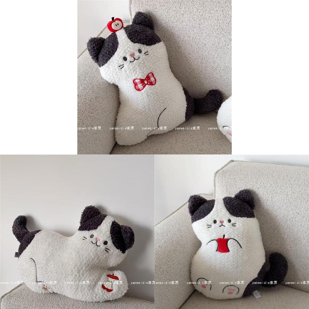 Cat Plush Cushion With Embroidered Cartoon Design For Living Room Decor
